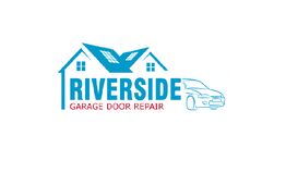 Riverside Garage Door Repair logo with house and car graphic elements.