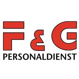 Logo mit rotem "F&G" und schwarzem Text "Personaldienst" darunter auf weißem Hintergrund.