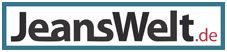 Logo von "JeansWelt.de" in schwarzer Schrift mit blauem Rahmen.