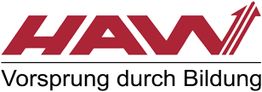 Logo mit rotem Schriftzug "HAW", darunter "Vorsprung durch Bildung" in Schwarz.