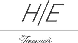 Logo mit den Buchstaben "H/E" und dem Schriftzug "Financials" darunter.