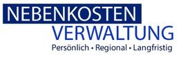 Textlogo "Nebenkosten Verwaltung: Persönlich, Regional, Langfristig" in Blau und Weiß.
