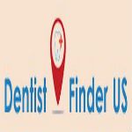 Logo with text "Dentist Finder US" and a map pin containing a dentist symbol.