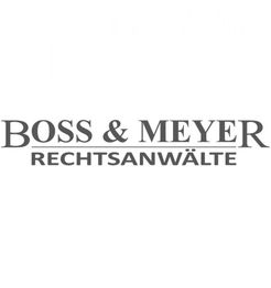 Logo mit Text: "Boss & Meyer Rechtsanwälte" in grauer Schrift.