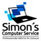 Logo mit Laptop und Text: "Simon's Computer Service. Professionelle Hilfe für Ihr Zuhause."