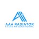 Blue logo for AAA Radiator & Auto Air Conditioning with stylized "A" design.