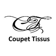 Logo avec les lettres "CT" en calligraphie, texte "Coupet Tissus" en dessous.