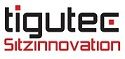Logo mit schwarzem Text "tigutec" und rotem Text "Sitzinnovation".