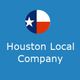 Circular Texas flag above text: "Houston Local Company" on blue background.