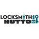 "Logo reading 'Locksmith Hutto' with key and locksmith icon integrated into the text."