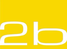 Gelber Hintergrund mit den weißen Buchstaben "2 b".