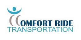 Logo of Comfort Ride Transportation with abstract person above stylized letters.