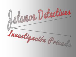 Logotipo: "Jatamon Detectives, Investigación Privada" en letras estilizadas rojas y grises.