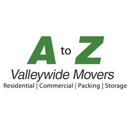 A to Z Valleywide Movers logo with services: Residential, Commercial, Packing, Storage.