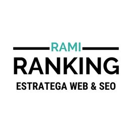 Texto que dice "Rami Ranking, Estratega Web & SEO" en fondo blanco.