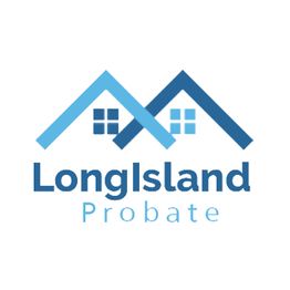 Logo of Long Island Probate with blue house roofs and window designs above the text.