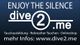 Text: "ENJOY THE SILENCE dive2.me - Tauchausbildung, Rebreather-Tauchen, Onlineshop. www.dive2.me"