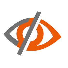 Symbol eines Auges mit diagonalem Strich; repräsentiert sehbehinderte Menschen.