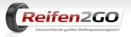 Logo mit Reifen und Schriftzug "Reifen2GO", darunter "Deutschlands großer Reifenpreisvergleich!"