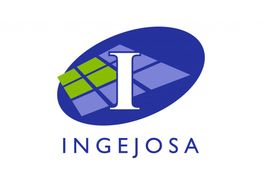 Logo de INGEJOSA con fondo azul y figura geométrica en verde y morado.