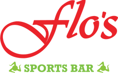 Red and green "Flo's Pizzeria" logo on a white background.
