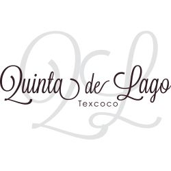 Logo con texto "Quinta de Lago, Texcoco" en estilo cursivo elegante sobre fondo blanco.
