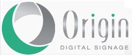 Logo of Origin Digital Signage with a green and gray circular design.