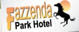 Logo do Fazzenda Park Hotel com cavalo e sol nascente ao fundo.