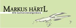 Text: "Markus Härtl, KFZ-Sachverständigenbüro", grüner Hintergrund, Auto-Skizze daneben.