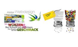 Atelier Webdesign mit Text und bunten Gewürzen. Preis für Webdesign ab 499€.