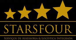 Imagem com quatro estrelas acima do texto "STARSFOUR - Serviços de Assessoria & Logística Integrada".
