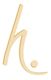 Geschwungener, beigefarbener Buchstabe "h" mit Punkt auf weißem Hintergrund.