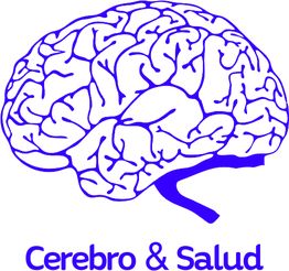 Dibujo de un cerebro con el texto "Cerebro & Salud" en color azul debajo.