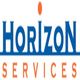Logo with blue "Horizon" text and orange dot, above orange "Services" text on white background.