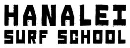 "Text reading 'Hanalei Surf School' in bold, black, block letters on a white background."