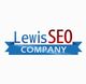 Logo with text: "Lewis SEO COMPANY" on a blue ribbon.