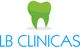 Logo de LB Clínicas con dibujo de un diente verde sobre el texto en color azul.