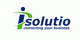 Logo mit Text "isolutio - connecting your business" auf weißem Hintergrund.