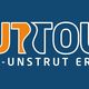 Logo "OUTTOUR: Saale-Unstrut erleben" auf blauem Hintergrund.