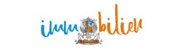 Logo mit den Wörtern "immobilien" in Blau und Orange, darunter ein Wappen.