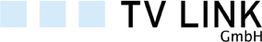 Logo mit vier blauen Quadraten und schwarzem Text: "TV LINK GmbH".