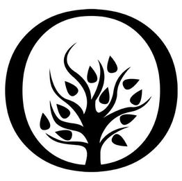 Árbol estilizado en negro dentro de un círculo, con ramas curvadas y hojas caídas.