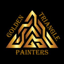 Golden Triangle Painters logo with a gold geometric triangle pattern on a black background.