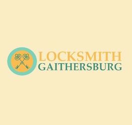 Logo of Locksmith Gaithersburg with crossed keys in a circle on a light background.