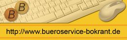 Gelbe Tastatur und Maus, zwei "B"-Kugeln, URL: http://www.bueroservice-bokrant.de.
