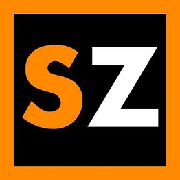 Logo met oranje 'S' en witte 'Z' op zwarte achtergrond met oranje rand.