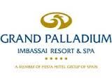 Logo do Grand Palladium Imbassaí Resort & Spa, com texto sobre fundo branco.