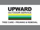 Logo for Upward Outdoor Service with colorful stripes. Text: Tree Care, Pruning & Removal.