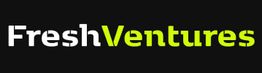 Logo mit Text "FreshVentures" auf schwarzem Hintergrund, "Fresh" in Weiß, "Ventures" in Hellgrün.