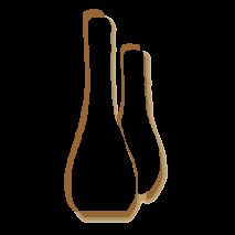 Umriss von zwei Flaschen nebeneinander, eine größer, die andere kleiner.